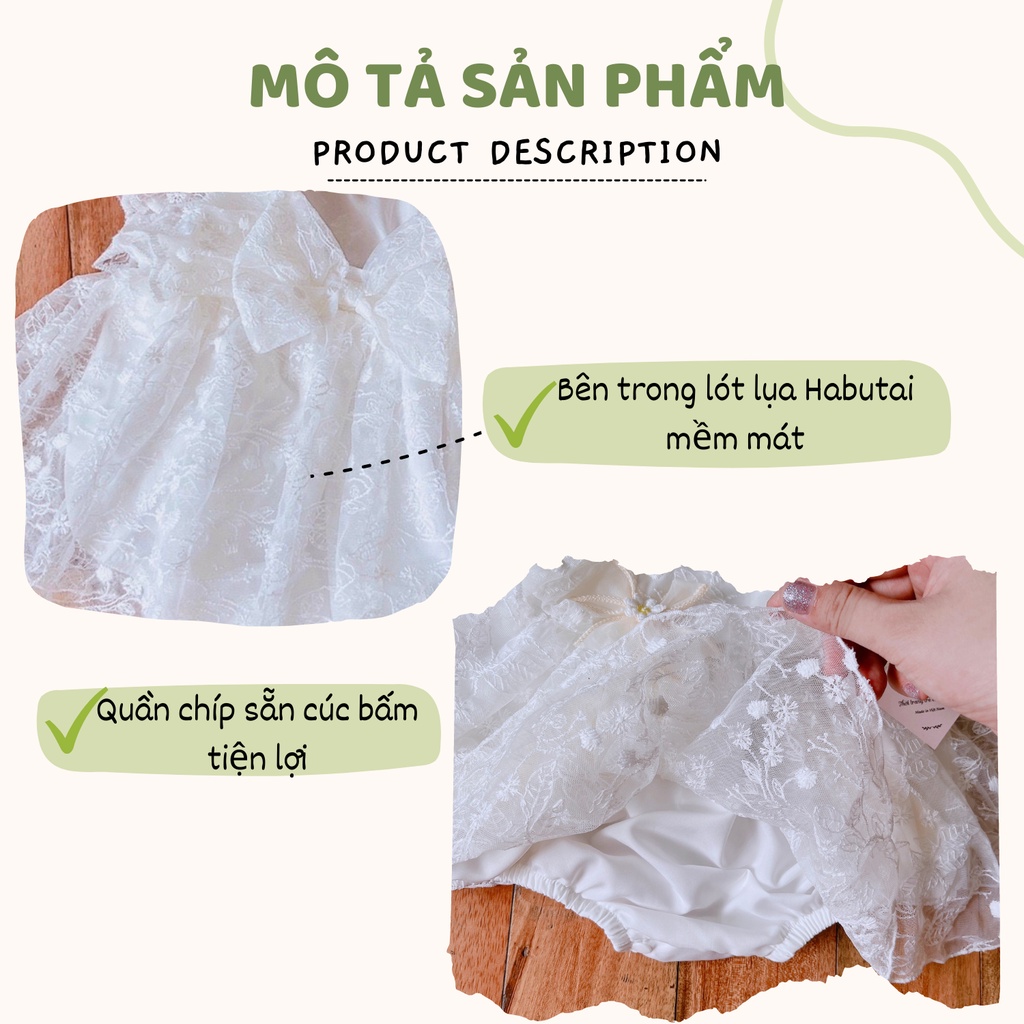 Body váy ren trắng cao cấp cho bé gái sơ sinh diện đi chơi tiệc, thôi nôi, đầy tháng - Riokids BD75
