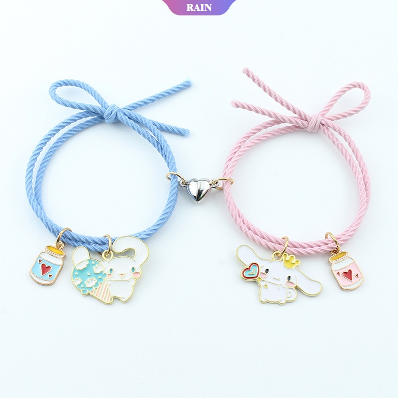 Sanrio Cinnamoroll Vòng Tay Dây Bện Mặt Dây Chuyền Nam Châm Có Thể Điều Chỉnh Thời Trang Mới Cho Cặp Đôi [RAIN]