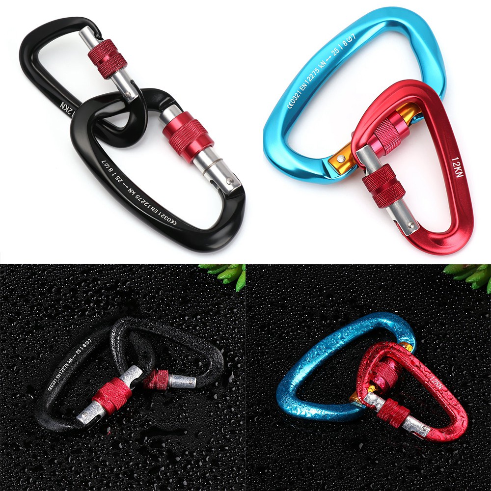 Móc khóa leo núi bảo vệ an toàn hình chữ D 12 / 25 KN bằng nhôm nhiều màu cao cấp