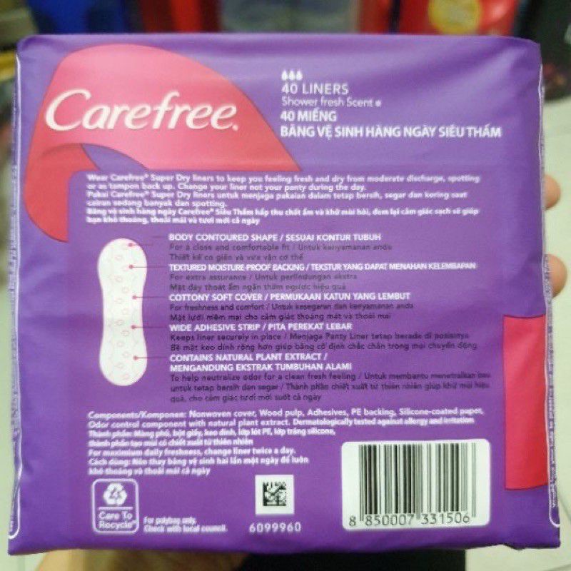 Băng vệ sinh Carefree hàng ngày siêu thấm 40 miếng