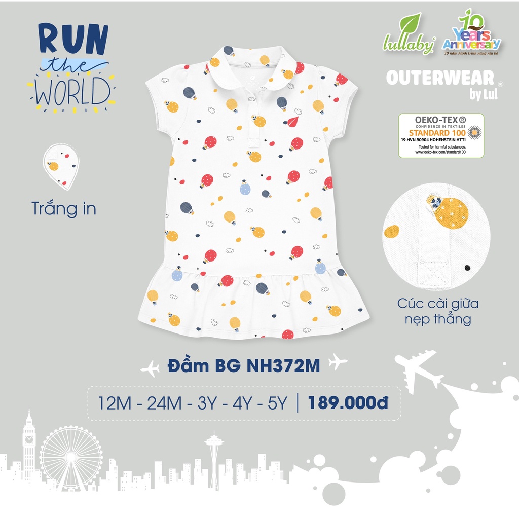 1-5Y Đầm bé gái Lullaby NH372M (Váy bé gái Lullaby)