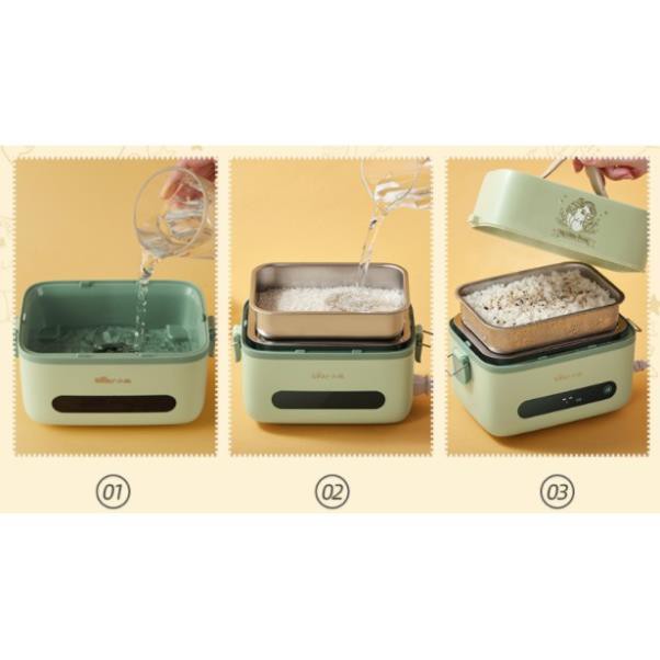 [Hàng loại 1] Hộp cơm cắm điện Bear DFH-B12K5, 2 tầng 3 ngăn, sử dụng inox cao cấp 304, độ bền cao | BigBuy360 - bigbuy360.vn