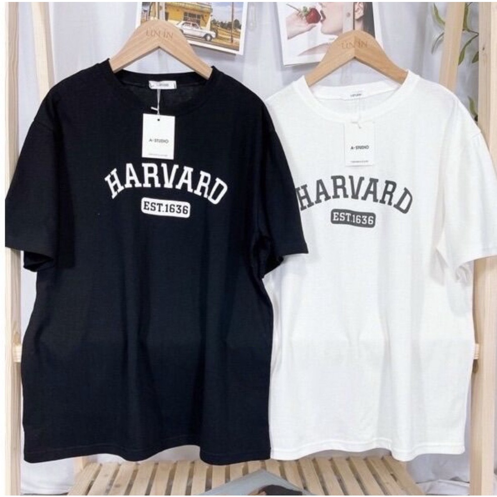 áo phông 3158 in chữ HAVARD form rộng tay lỡ chất liệu cotton