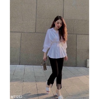 Quần kaki chun ống loe chân ren