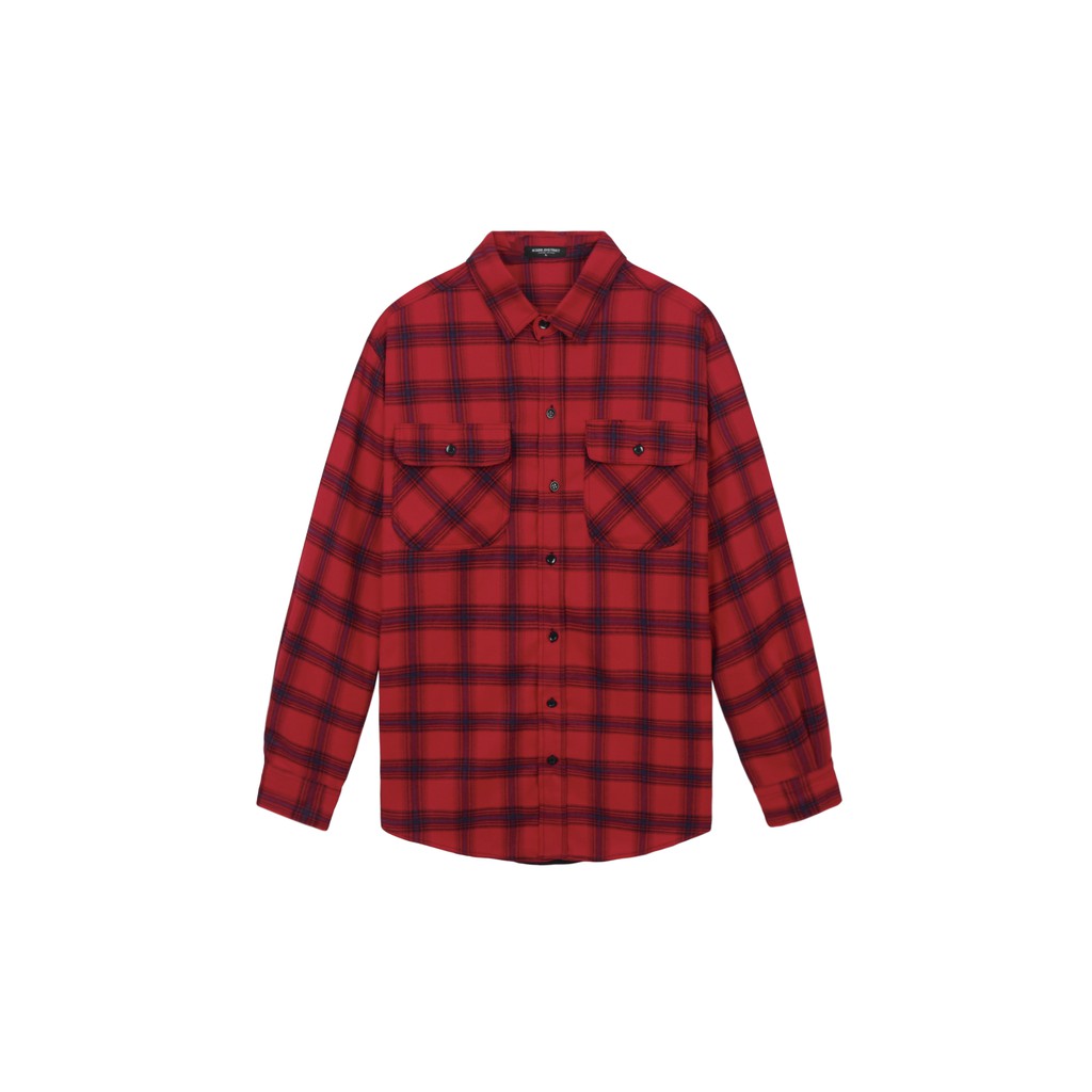 Áo Sơ Mi Flannel Màu Đỏ Sọc Đen