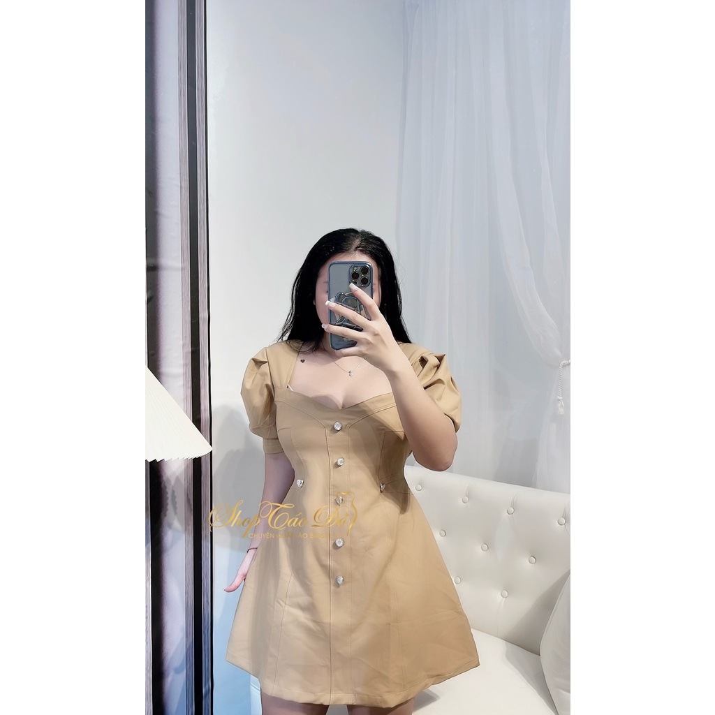 Đầm nút tay phồng sang chảnh siêu hot D35  🍎🍎🍎