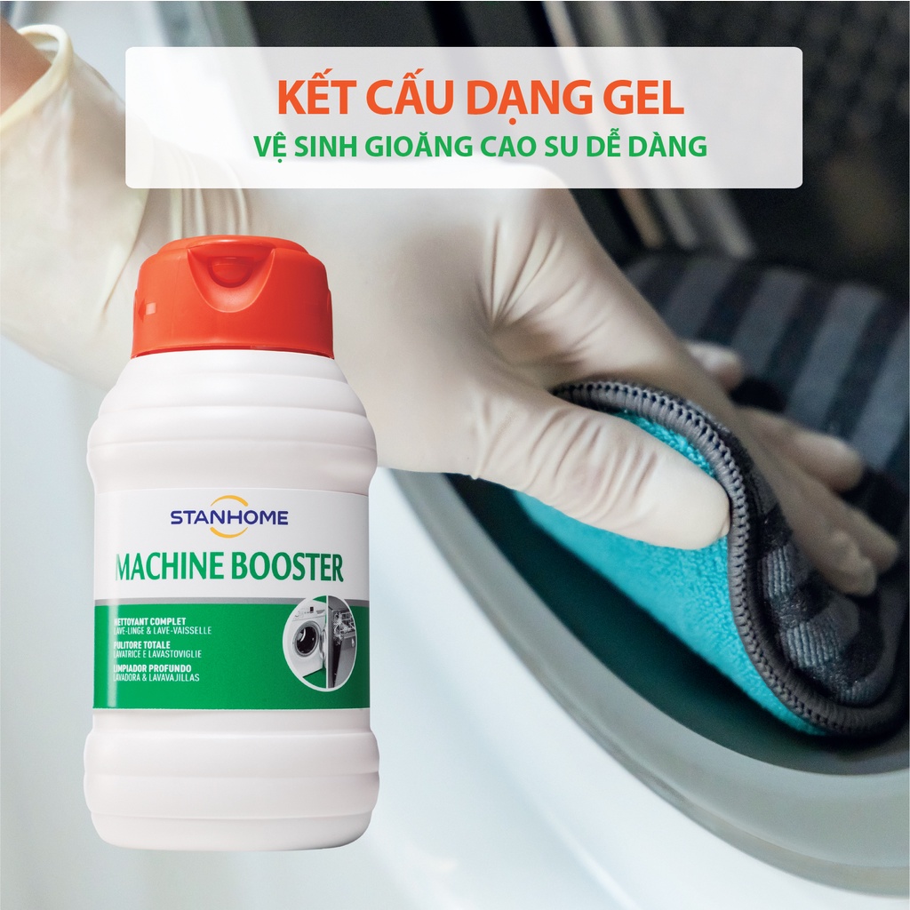 Dung dịch vệ sinh lồng giặt, máy rửa chén Stanhome Machine Booster 500ml
