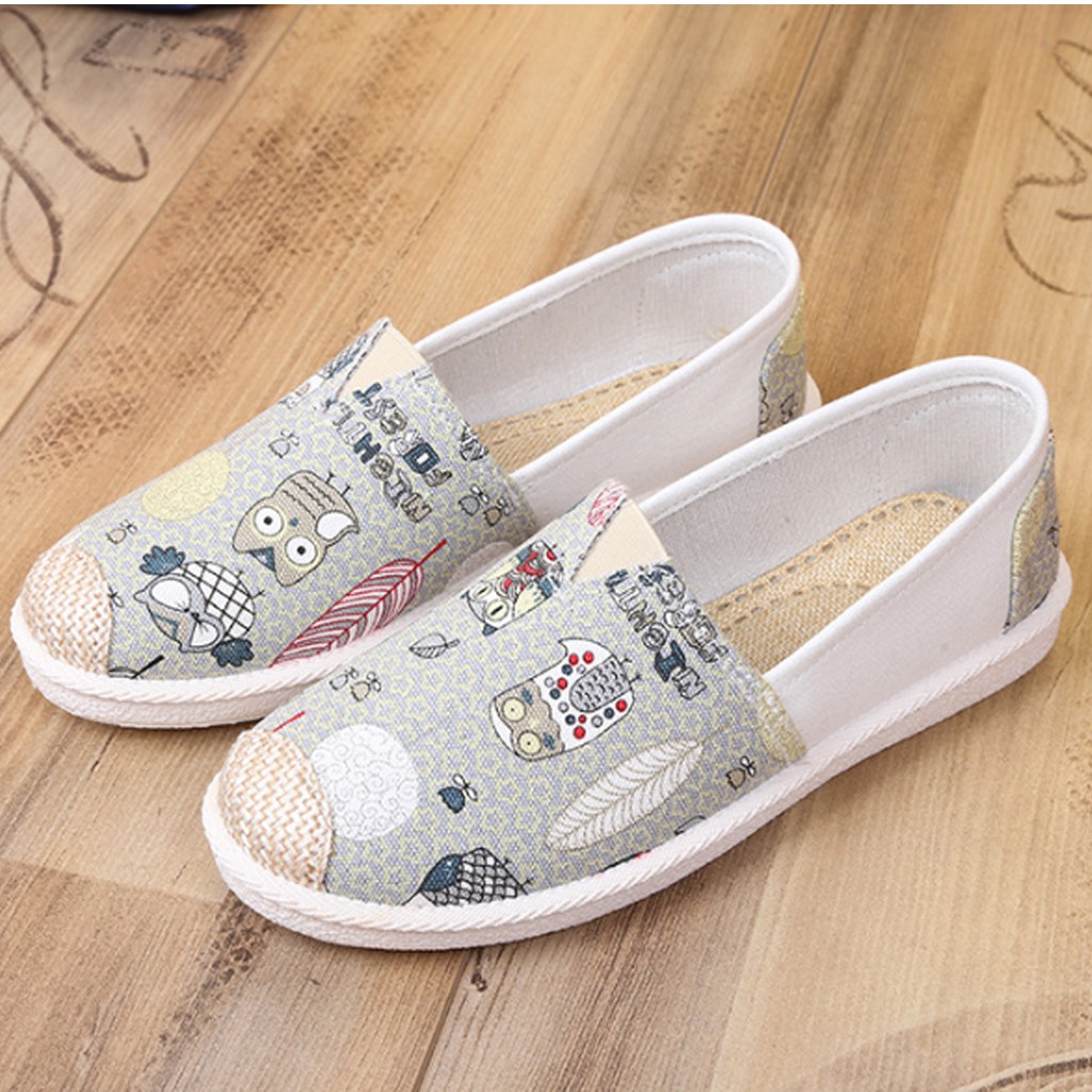 Giày lười slip on nữ bọc cói vintage thời trang - G33