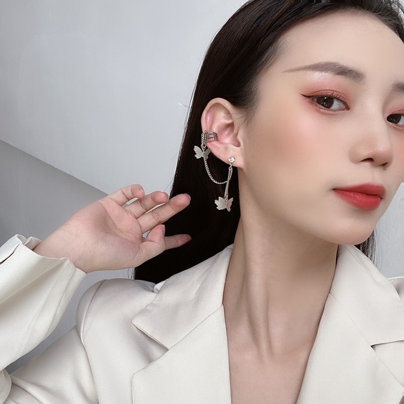 Khuyên Tai Kẹp Vành Hình Bướm Phong Cách Hàn Quốc - 2 Chiếc