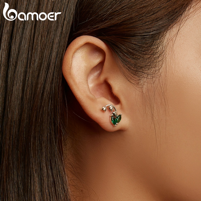 Đôi bông tai BAMOER SCE1363 bằng bạc 925 hình hoa ly thời trang cho nữ