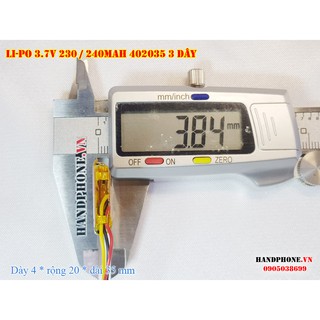 Pin Li-Po 3.7V 402035 230/240mAh loại có 3 chân cắm (Li-Polyme) cho Camera hành trình ô tô, định vị GPS, Yi, 70mai