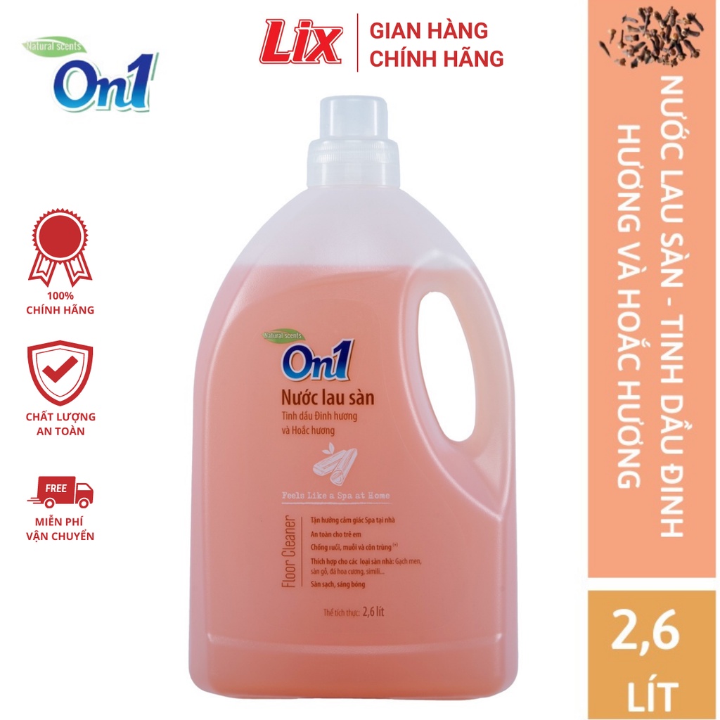 Nước lau sàn On1 tinh dầu Đinh hương & Hoắc Hương dung tích 2,6L LH202 - Sàn sạch, sáng bóng