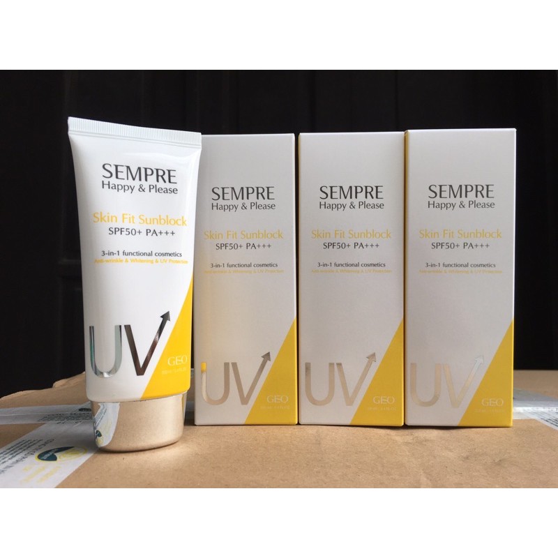 Kem chống nắng vât lý cho mặt và cơ thể Sempre Happy & Please Skin Fit Sunblock SPF50+ PA+++