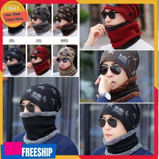 Set mũ len kèm khăn choàng cổ ấm áp cho nam _maimunshop