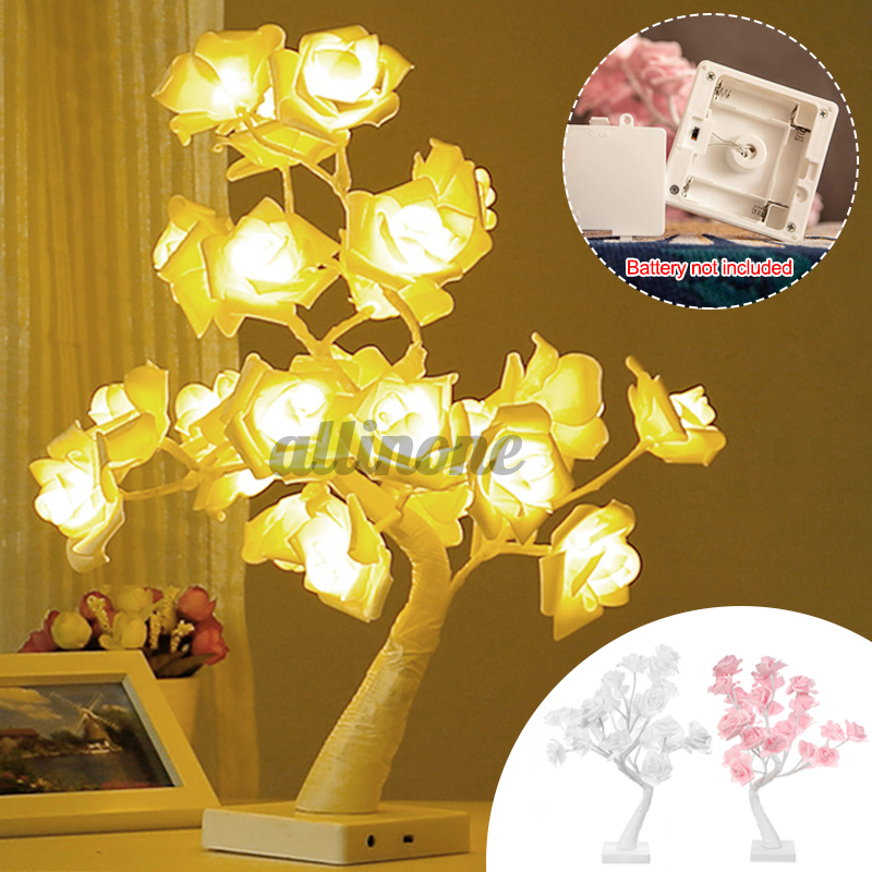 Battery Powered USB LED Rose Flower Fairy Tree Light Home Party Decoration Lamp