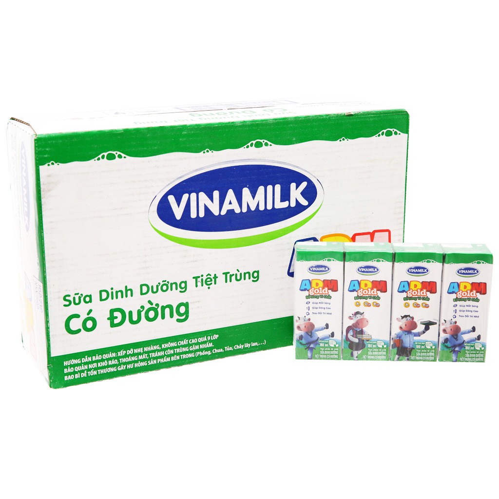 [CHÍNH HÃNG] Sữa Dinh Dưỡng Tiệt Trùng Vinamilk ADM Gold Có Đường Thùng 48 Hộp x 180ml