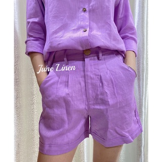 JUNE LINEN Q04- Quần short LINEN TƯNG PREMIUM, 17 MÀU Fullsize. Hình thật.