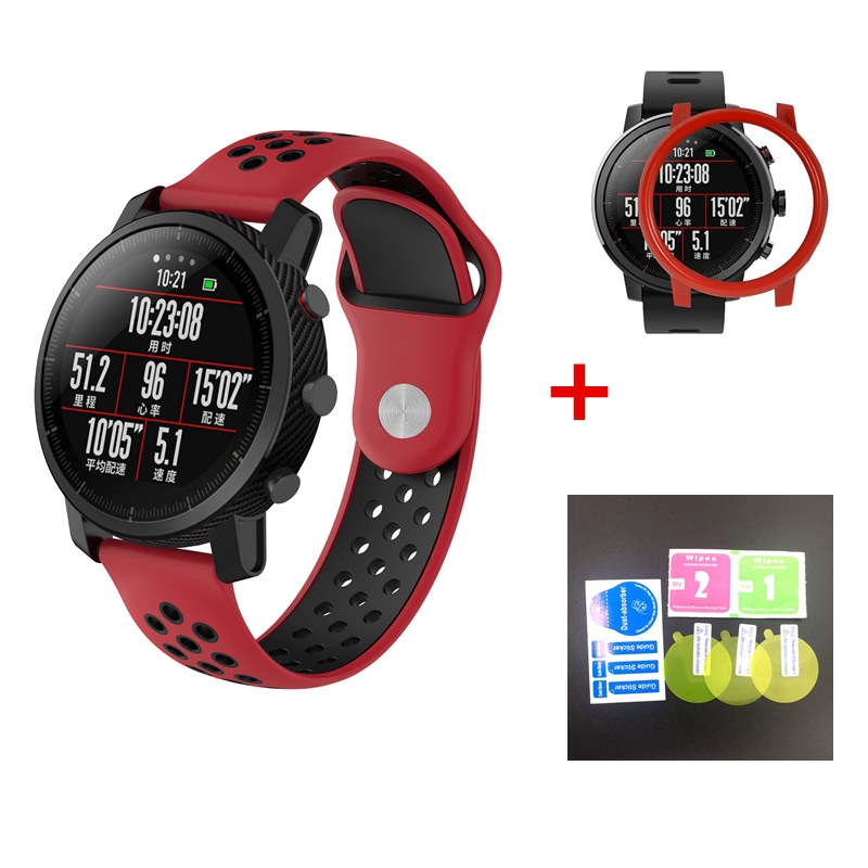 Vòng tay gồm 10 màu + vỏ bảo vệ màn hình cho Xiaomi Huami Amazfit Stratos 2