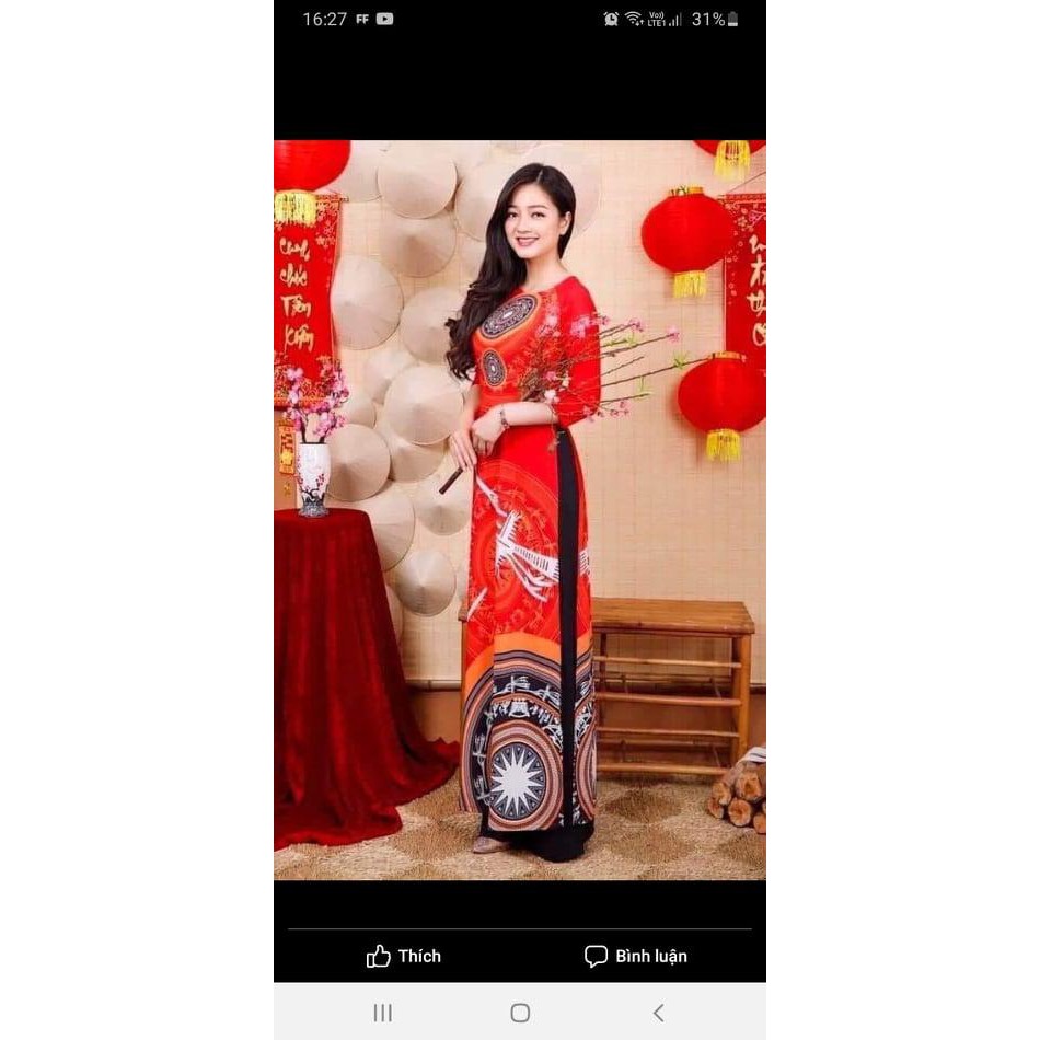 ÁO dài lụa nhật in 3d Điệu Đà