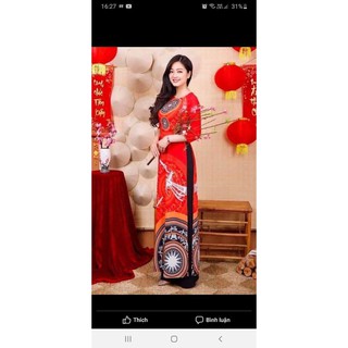 Áo dài lụa nhật in 3d điệu đà
