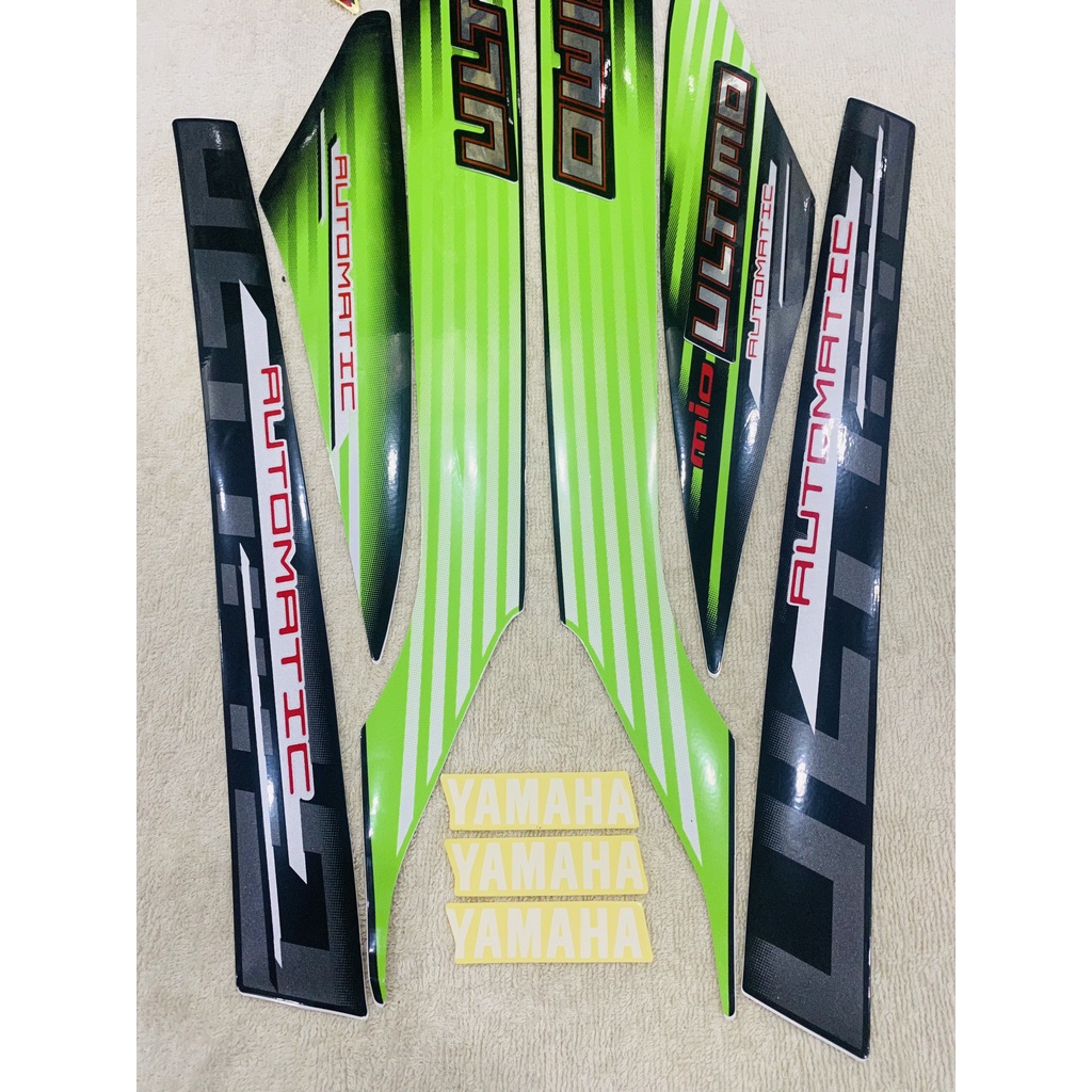 Bộ tem decal dán xe máy yamaha mio ultimo zin thái màu xanh lá đen siêu đẹp