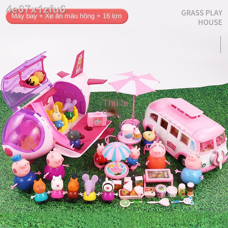 ❈ ✖ ❁▦Đồ chơi Peppa Pig Little Một gia đình bốn người Nhà trẻ em đầy đủ nhân vật Bộ cô gái xe
