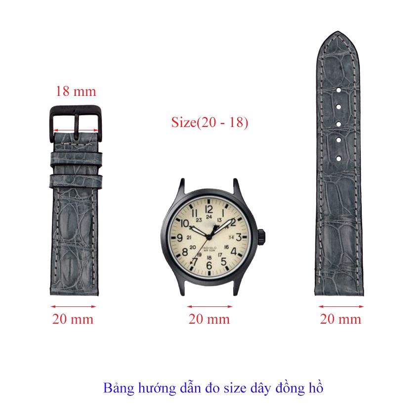Dây Đồng Hồ Da Cá Sấu Màu Xanh Lá MrFour | Crocodile Leather Watch Bands