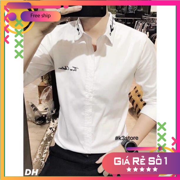 CHUYÊN SỈ Áo sơ mi nam thêu xương cá D&H MT