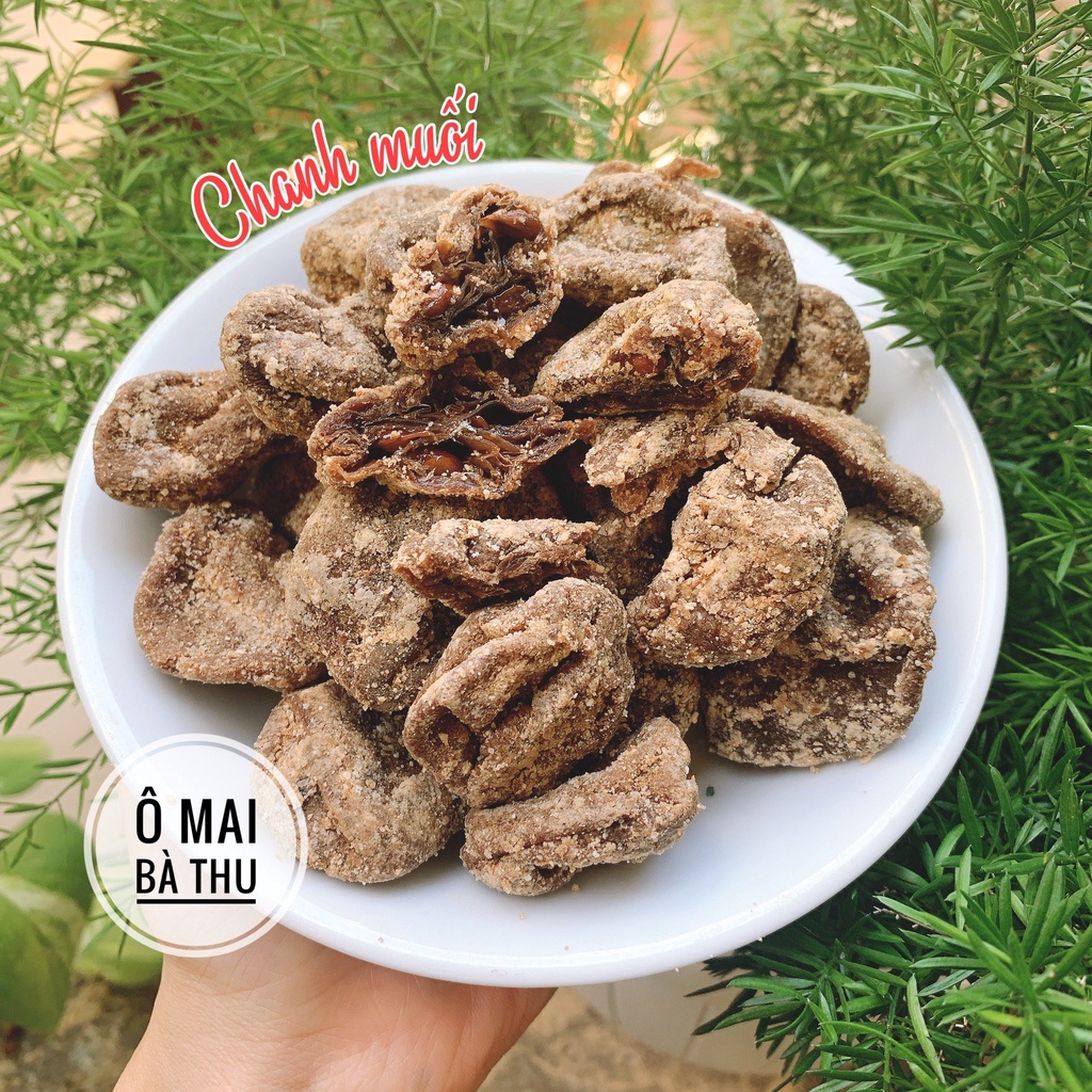 Hộp 500g Ô mai chanh muối, ô mai Bà Thu có vị chua mặn giúp chống say tàu xe giữ ấm, tăng cường đề kháng cho cơ thể