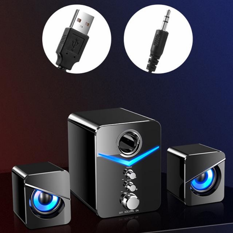 Loa máy tính để bàn D221 super bass cực đãLoa Bluetooth có đèn led phù hợp cho máy tính, PC, điện thoại - BH 12 Tháng