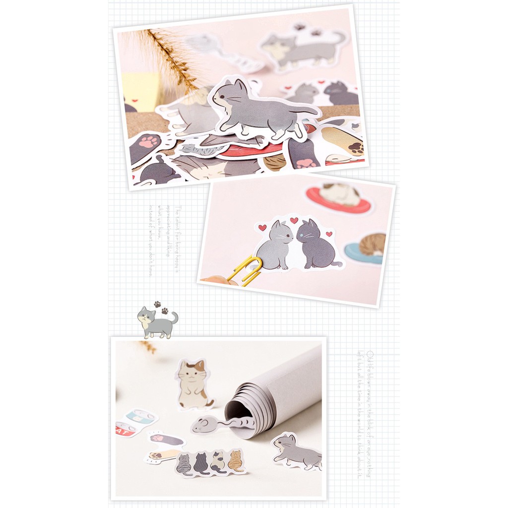 Bộ sticker/ Hình dán Họa Tiết Bé Mèo (46 Hình)