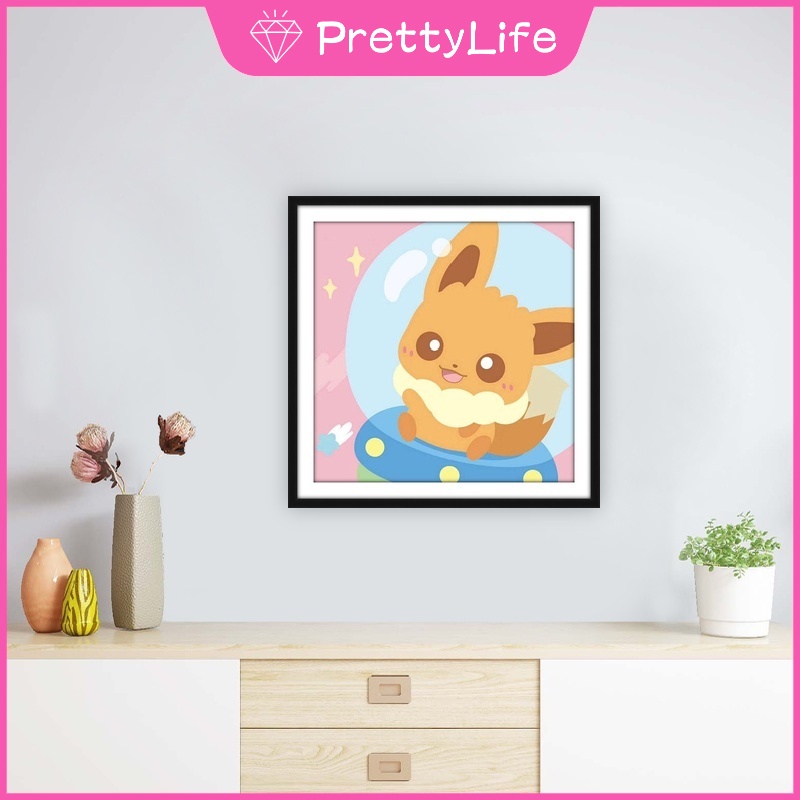 Bộ Tranh Đính Đá 5D Tự Làm Hình Pokemon Pika-Chu Hoạt Hình Treo Tường Trang Trí Nội Thất 30x30cm