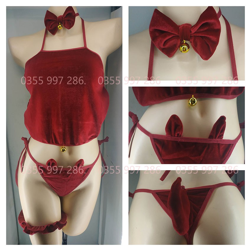 Cosplay Mèo Nhung Sexy Gồm Áo Yếm Ngủ Quần Lọt Khe Và Phụ Kiện Bộ Đồ Ngủ Hóa Trang Miêu Nữ Mèo 180 | BigBuy360 - bigbuy360.vn