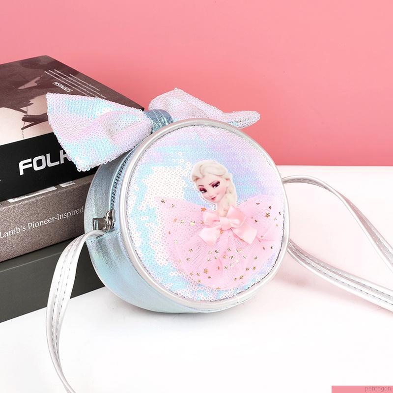 Túi đeo chéo hình công chúa Elsa đính kim sa có dây đeo điều chỉnh được dành cho bé gái