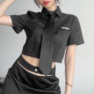 [ORDER] ÁO SƠ MI CROPTOP KÈM CÀ VẠT ❤