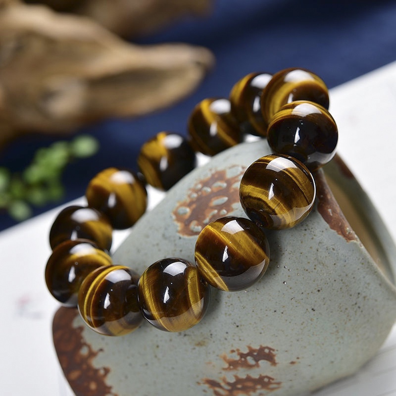 Vòng Tay Chuỗi Hạt Phật Giáo Bằng Đá Mắt Hổ Tự Nhiên Dành Cho Nam