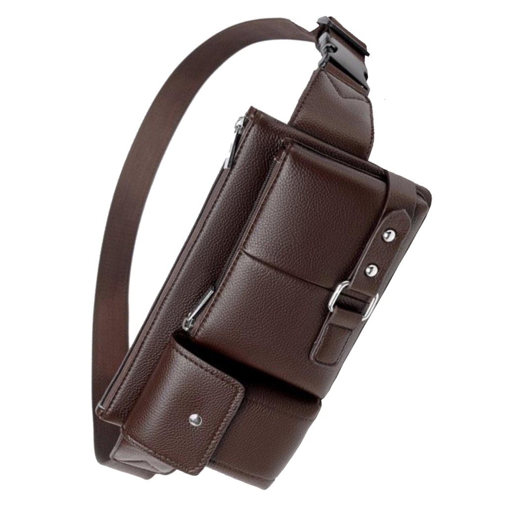 Túi Xách Nam Đeo Chéo Năng Động Hàn Quốc 2020 Đeo Được Ngang Hông Chất Da Bò Hai Ngăn Riêng Biệt Size Mini Nhỏ Gọn PB031