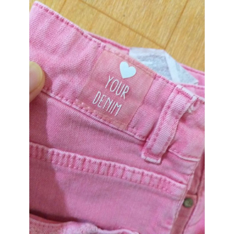 Quần sooc jean hồng bé gái Zara size 128