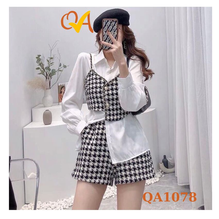 Set quần áo thời trang dạo phố, tiệc, công sở Quocanh, form chuẩn dáng, chất vải bố đẹp, phong cách
