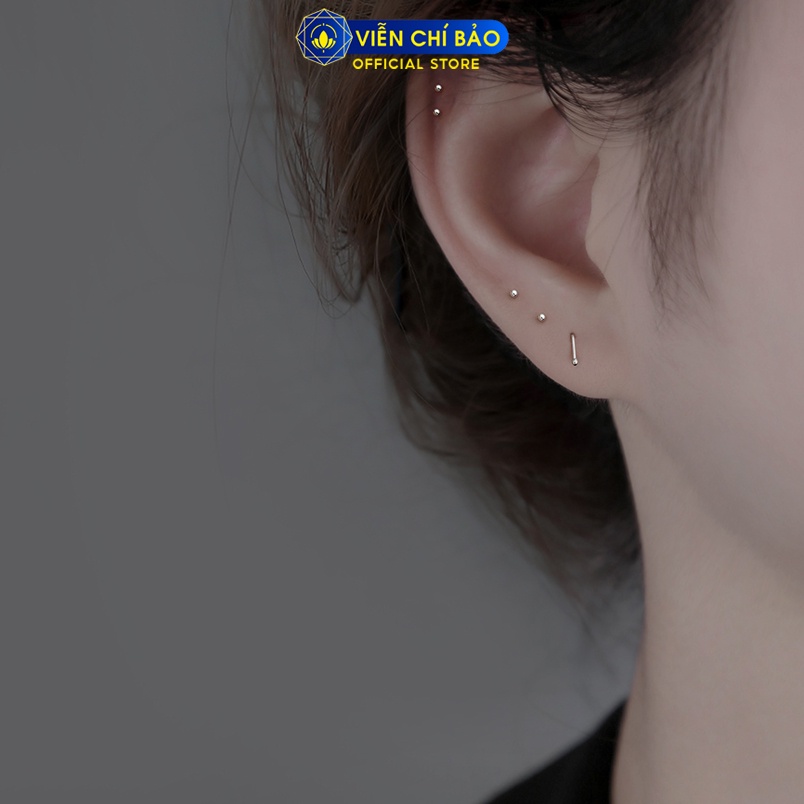 Khuyên tai bạc giữ lỗ unisex hình bi tròn nhỏ chất liệu bạc S925 thời trang phụ kiện trang sức nữ Viễn Chí Bảo B400183
