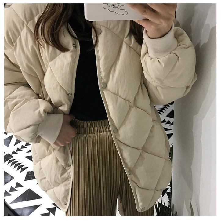 Áo khoác cotton dày dáng rộng phong cách Hàn Quốc thời trang thu đông mới cho nữ