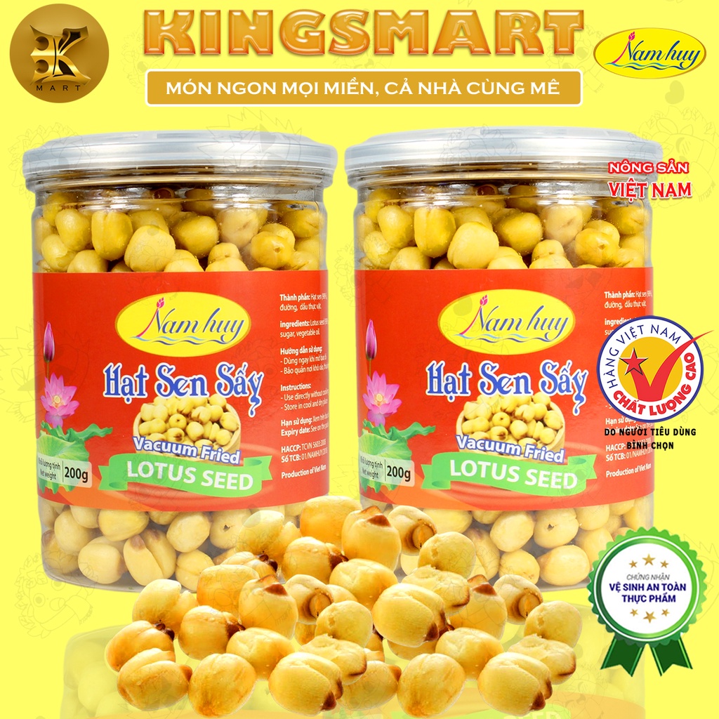 02 Hũ Hạt Sen Sấy 200G NAM HUY Nguyên Hạt Bùi Thơm Như Sen Tươi