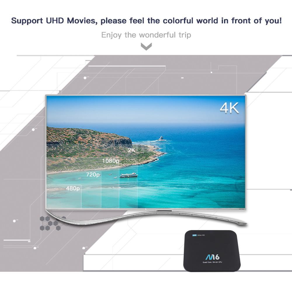 Thiết bị chuyển đổi TV thường thành smart TV M16 Android 7.1 TV Box Amlogic S905X CPU 4 nhân UHD 4K 1GB / 8GB H.265