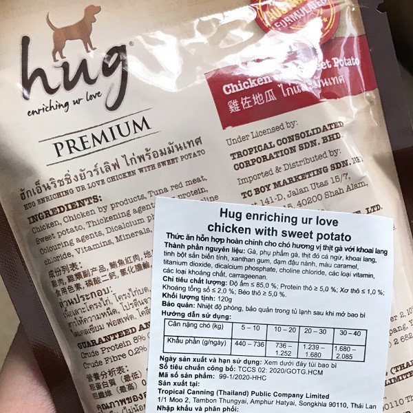 Gói 120g Pate Hug Thức Ăn  dinh dưỡng bổ sung rau củ cho Chó- Thaivucattery