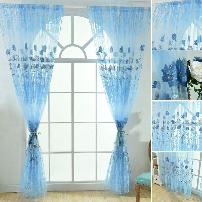 Rèm cửa vải tulle họa tiết in xinh xắn đẹp mắt cho phòng ngủ