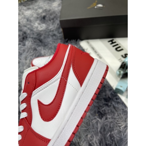 (Híu)Giầy Thể Thao Air Jordan 1 Low Trắng Đỏ Bản Best |Da Thật |Đế Khâu