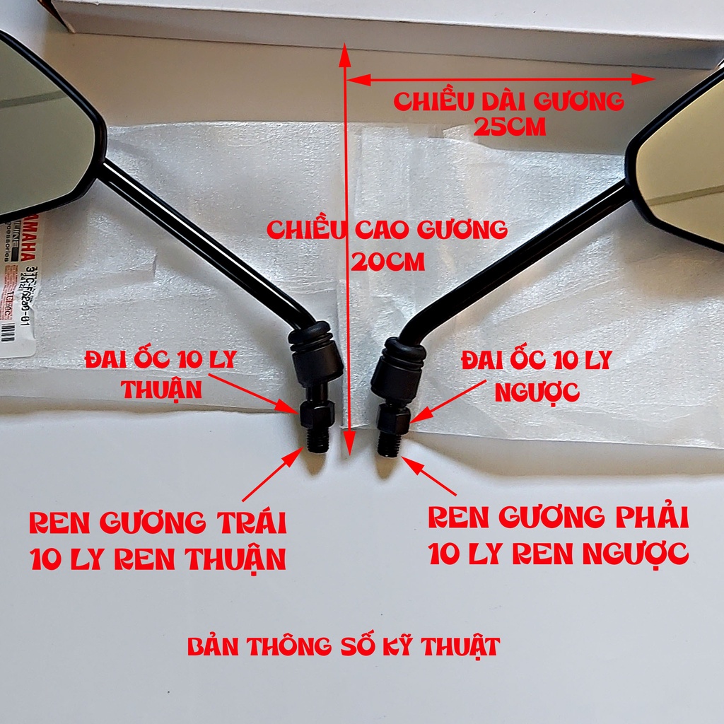 Gương Kính Chiếu Hậu Xe Máy Ex exciter 135 Sirius Jupiter Nouvo Chính Hãng Yamaha