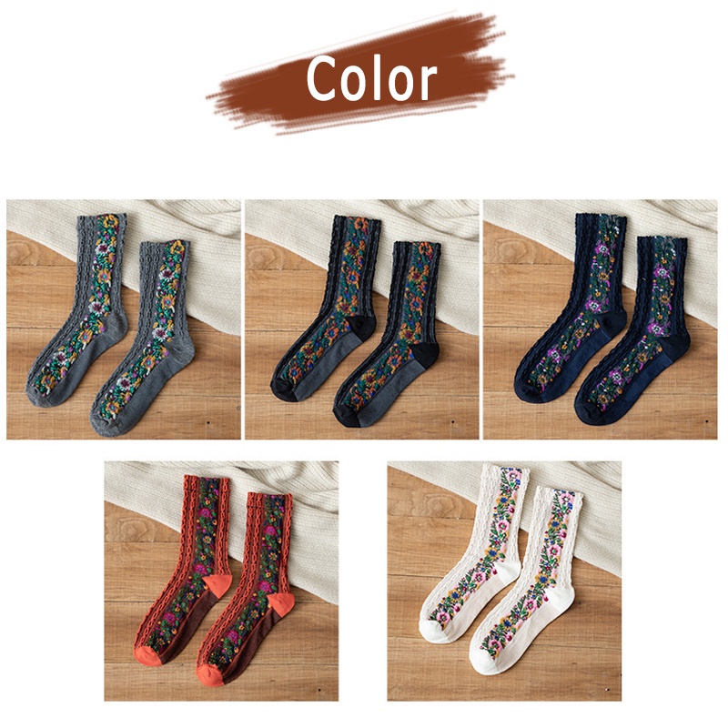 Cute Byte Đôi Tất Cotton Trang Trí Hoa Dễ Thương Cho Nữ