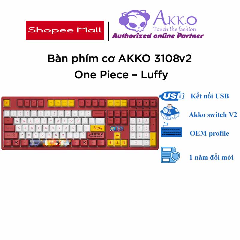 Bàn phím cơ AKKO 3108 v2 One Piece – Luffy (Akko switch v2)