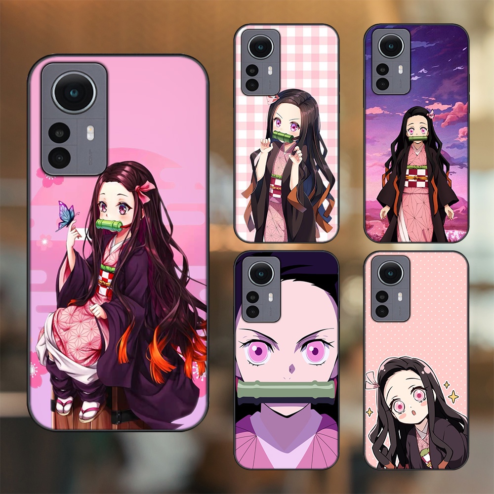 Ốp lưng Xiaomi 12 viền đen in hình Nezuko Kimetsu no Yaiba
